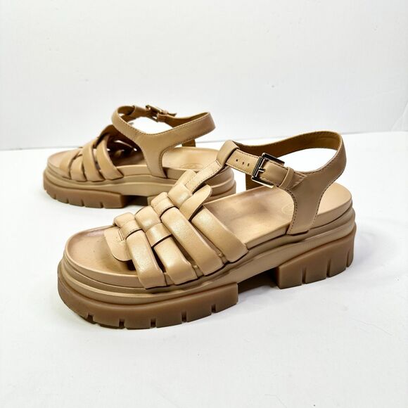 Ash Shoes - Ash Sandals Women 10 Beige Sirena NEW  Leather Platform Chunky Shoes Athleisure
